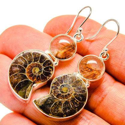 Ammonite Fossil Earrings handcrafted by Ana Silver Co - EARR416394