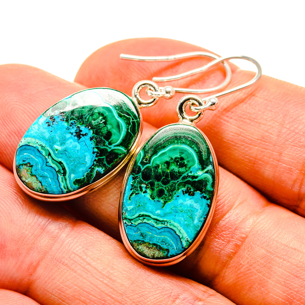 Malachite In Chrysocolla Earrings handcrafted by Ana Silver Co - EARR416399