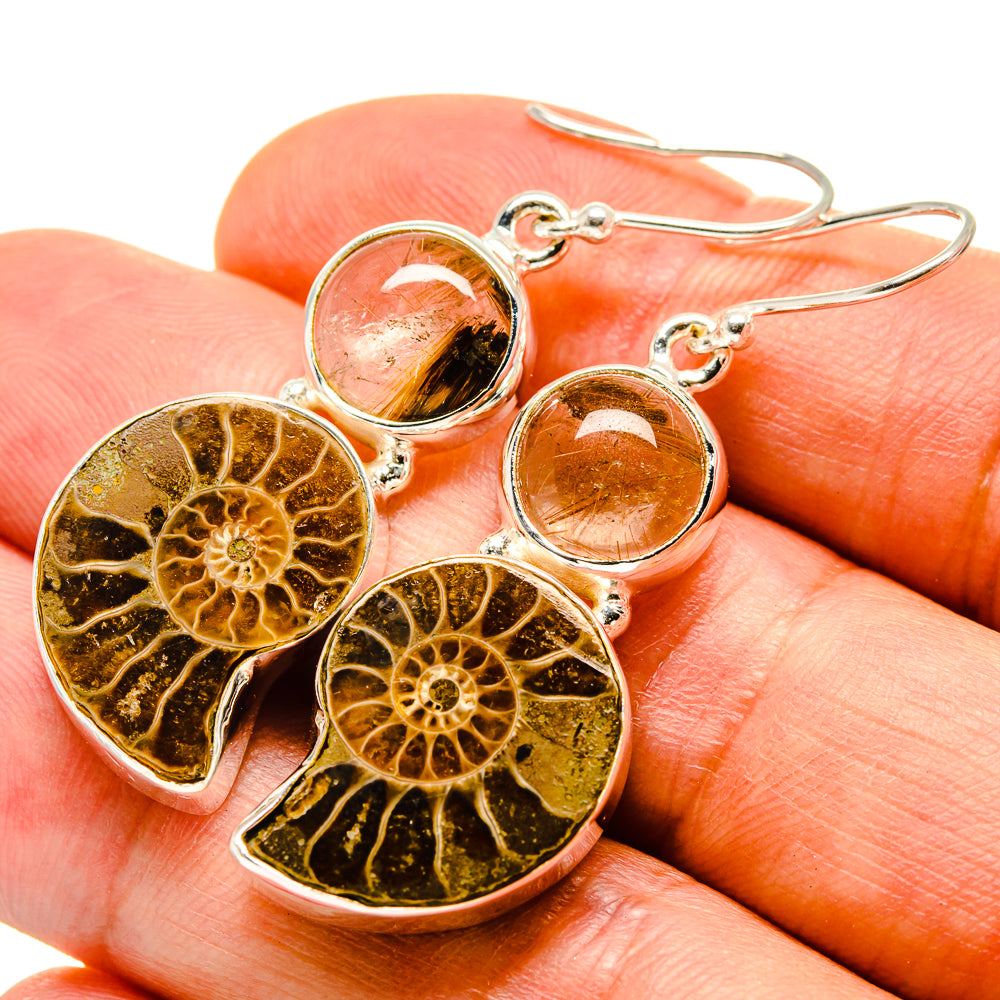 Ammonite Fossil Earrings handcrafted by Ana Silver Co - EARR416400