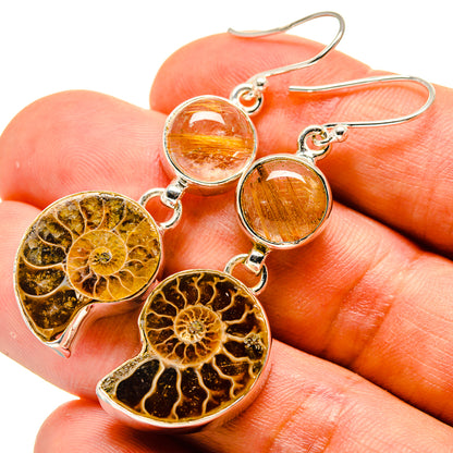 Ammonite Fossil Earrings handcrafted by Ana Silver Co - EARR416403