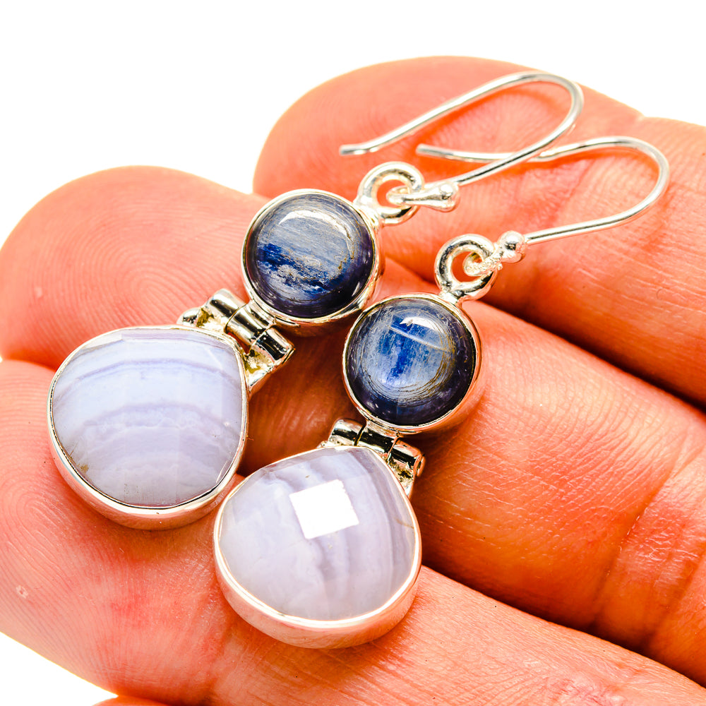 Blue Lace Agate Earrings handcrafted by Ana Silver Co - EARR416411