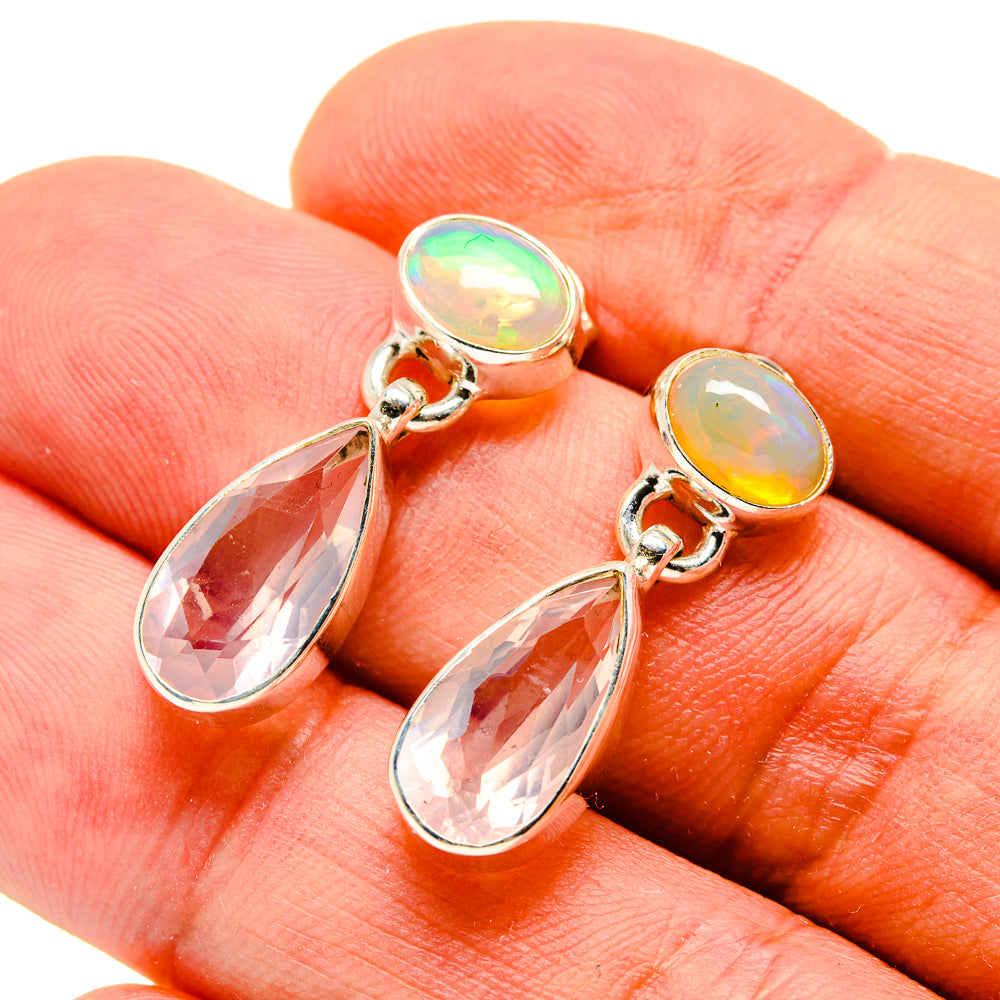 Rose Quartz Earrings handcrafted by Ana Silver Co - EARR416439