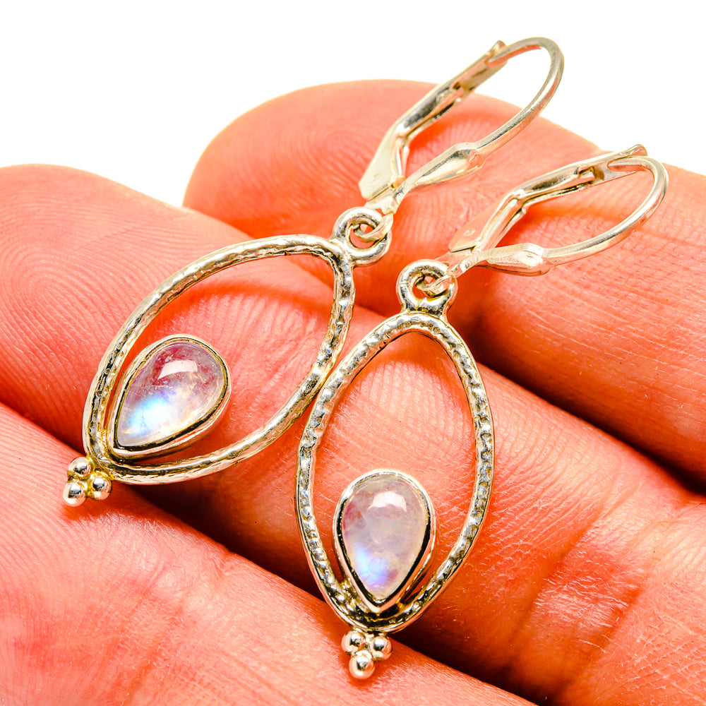 Rainbow Moonstone Earrings handcrafted by Ana Silver Co - EARR416455