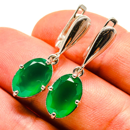 Green Onyx Earrings handcrafted by Ana Silver Co - EARR416463