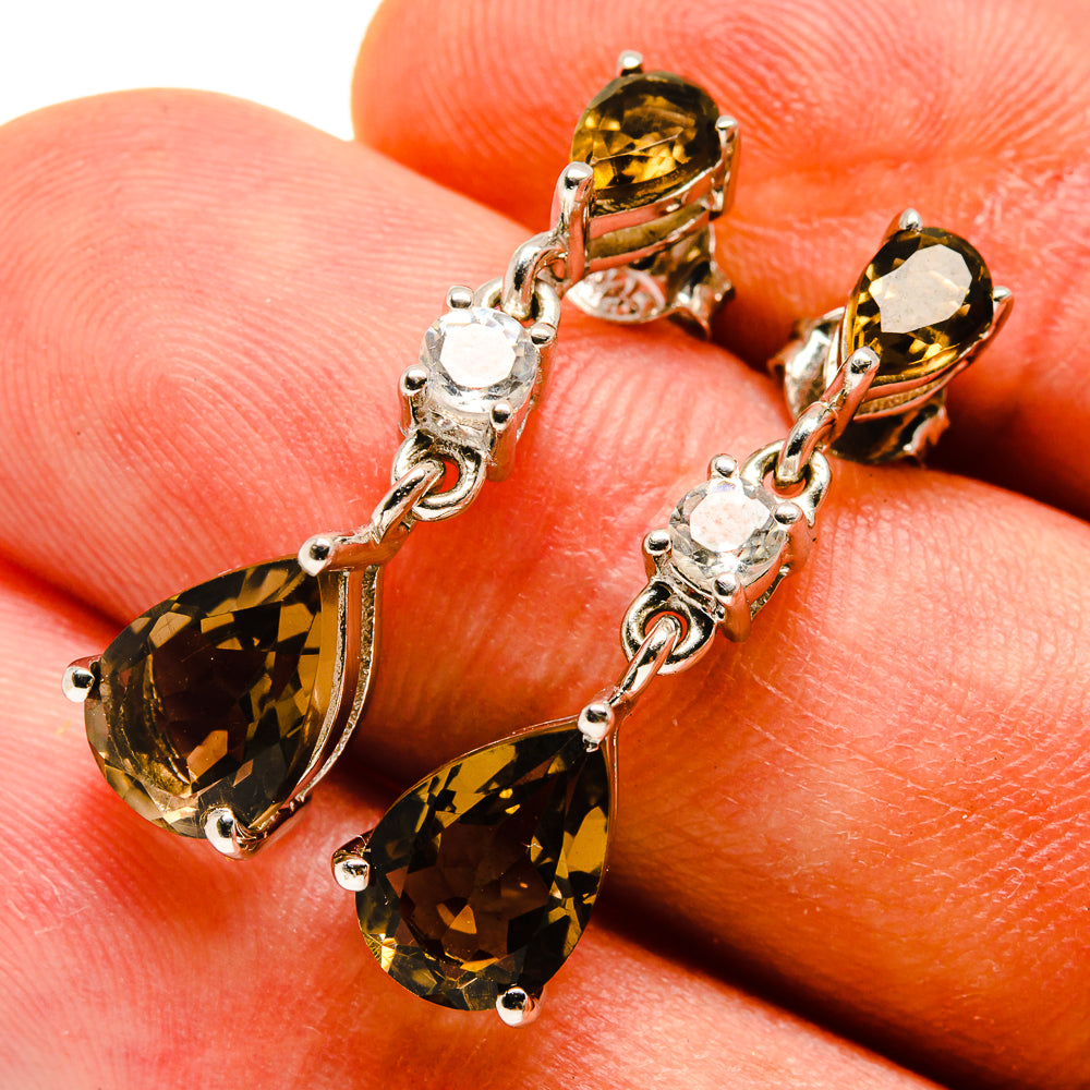 Smoky Quartz Earrings handcrafted by Ana Silver Co - EARR416465