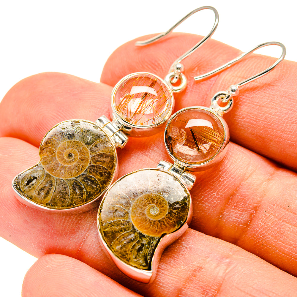 Ammonite Fossil Earrings handcrafted by Ana Silver Co - EARR416500