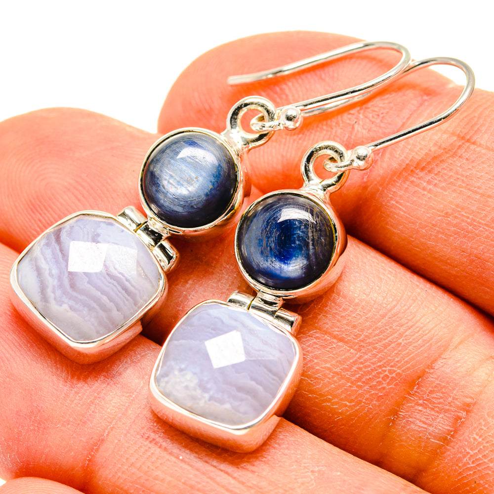 Blue Lace Agate Earrings handcrafted by Ana Silver Co - EARR416502