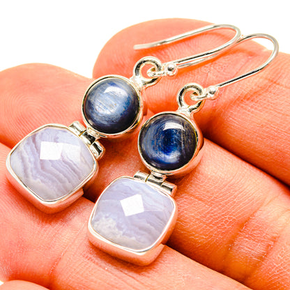 Blue Lace Agate Earrings handcrafted by Ana Silver Co - EARR416502