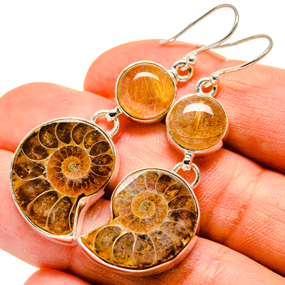 Ammonite Fossil Earrings handcrafted by Ana Silver Co - EARR416510