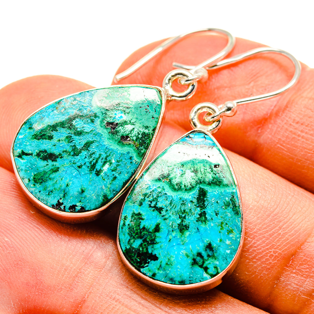 Malachite In Chrysocolla Earrings handcrafted by Ana Silver Co - EARR416511