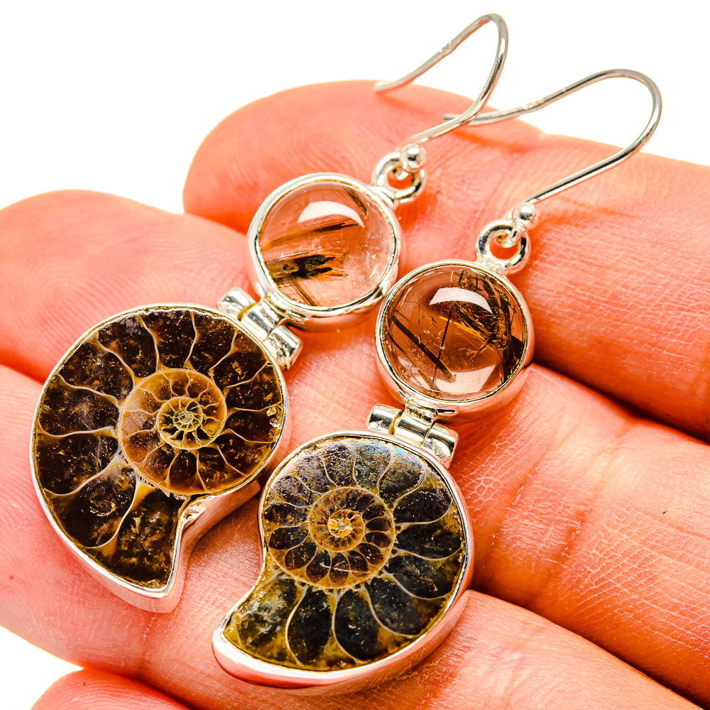 Ammonite Fossil Earrings handcrafted by Ana Silver Co - EARR416516