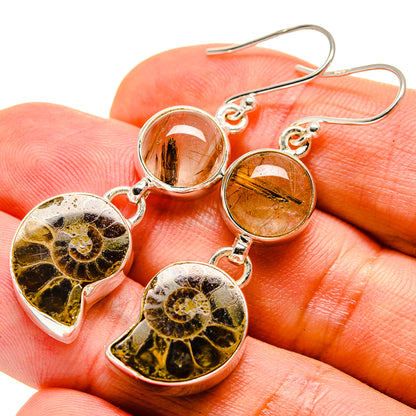 Ammonite Fossil Earrings handcrafted by Ana Silver Co - EARR416523