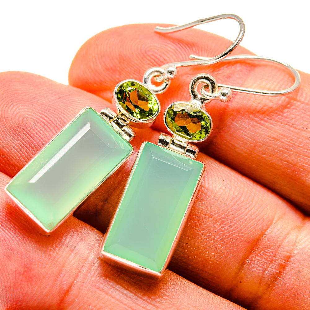 Aqua Chalcedony Earrings handcrafted by Ana Silver Co - EARR416524