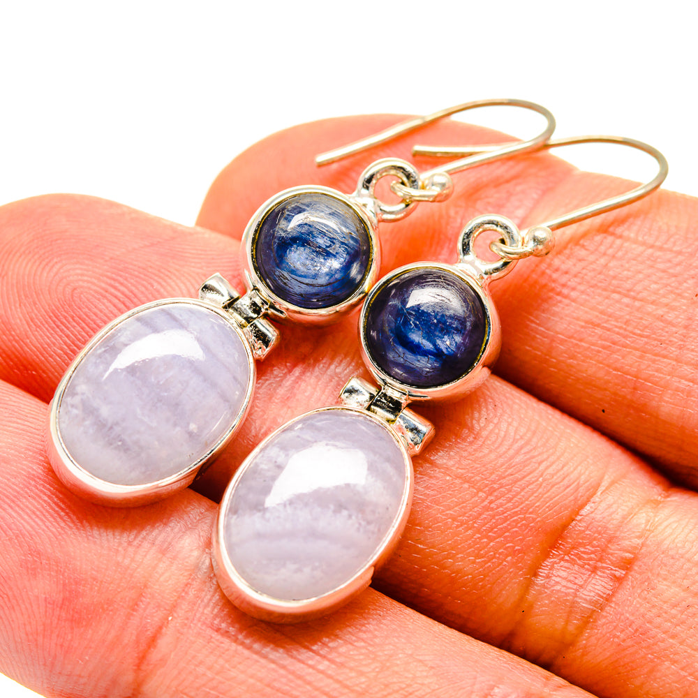 Blue Lace Agate Earrings handcrafted by Ana Silver Co - EARR416525