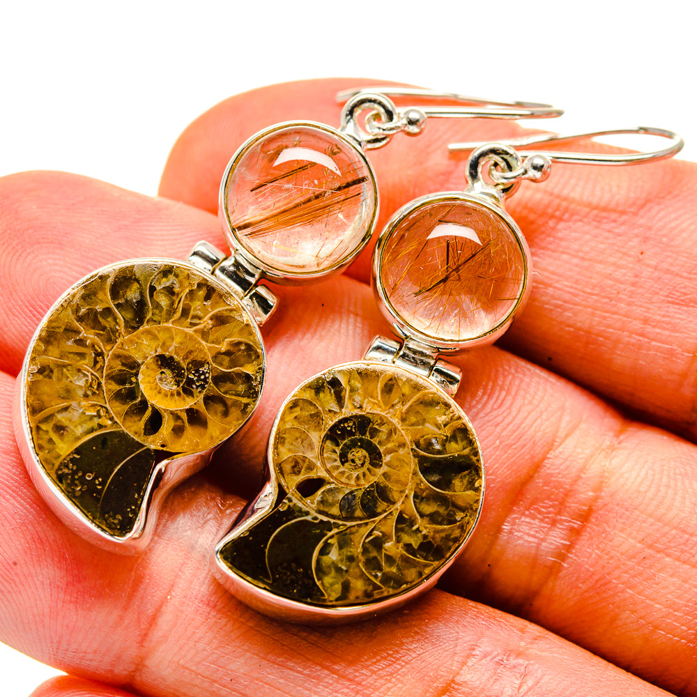 Ammonite Fossil Earrings handcrafted by Ana Silver Co - EARR416527