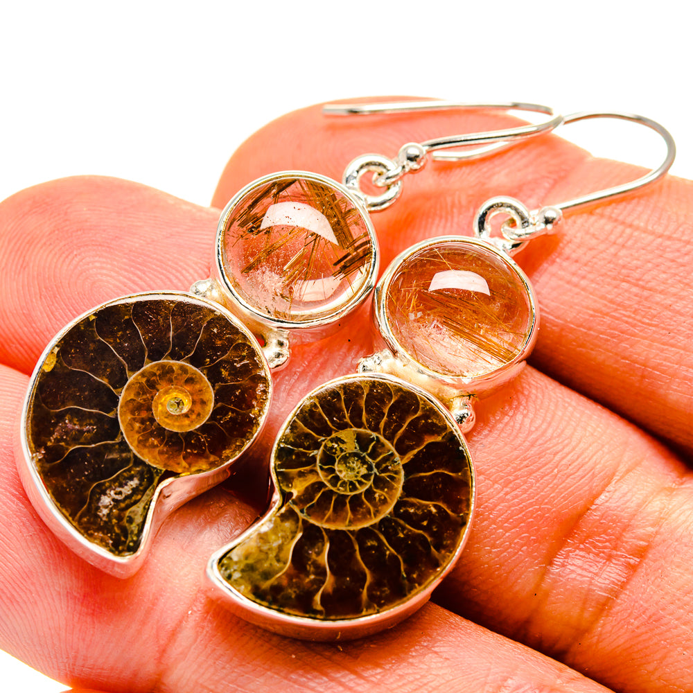 Ammonite Fossil Earrings handcrafted by Ana Silver Co - EARR416531