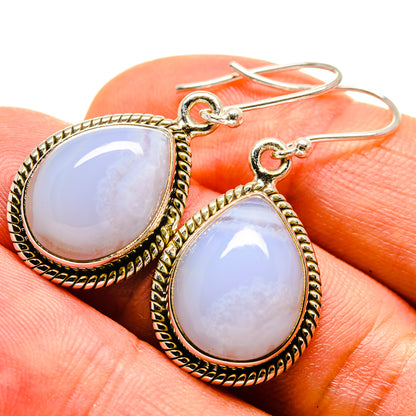Blue Lace Agate Earrings handcrafted by Ana Silver Co - EARR416534