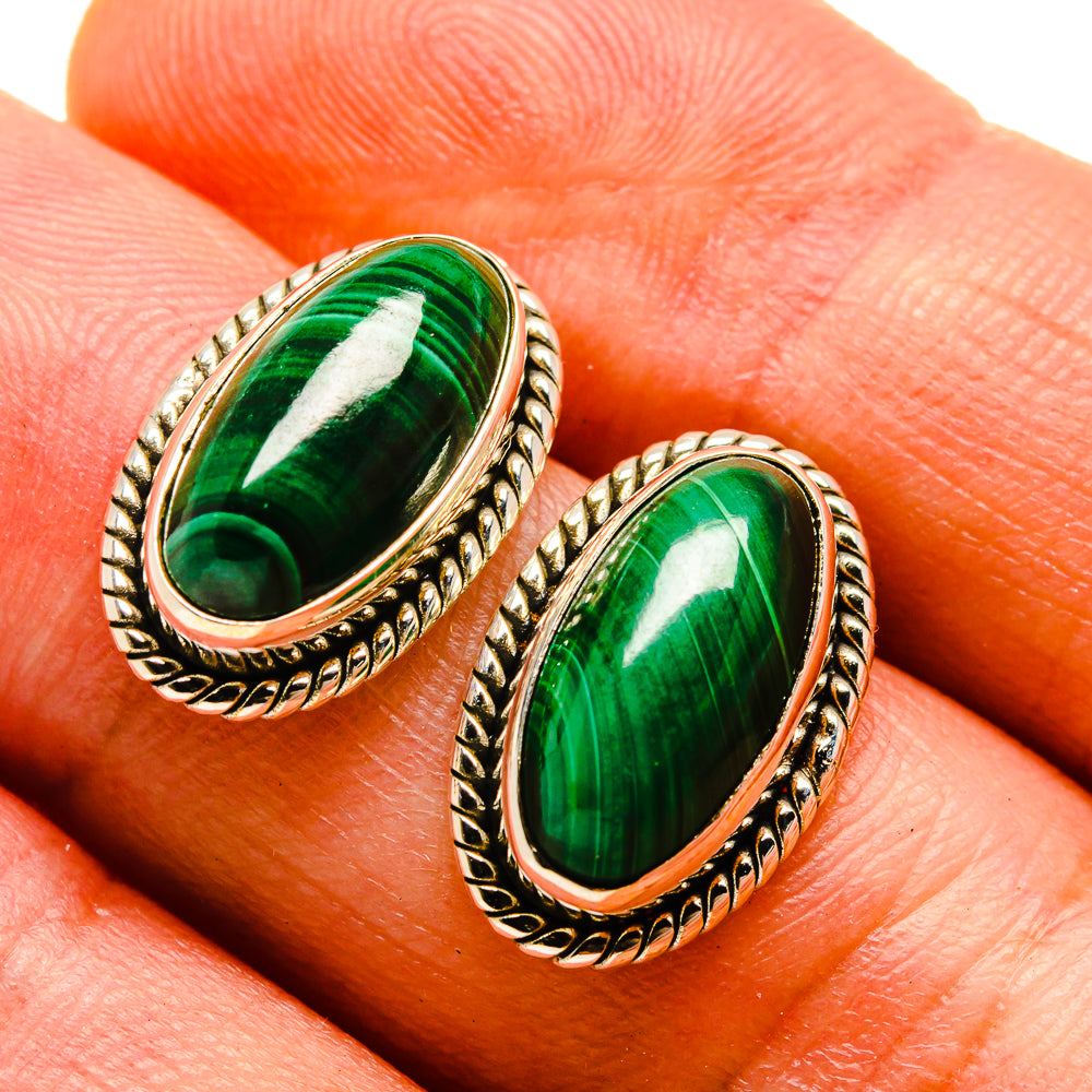 Malachite Earrings handcrafted by Ana Silver Co - EARR416545