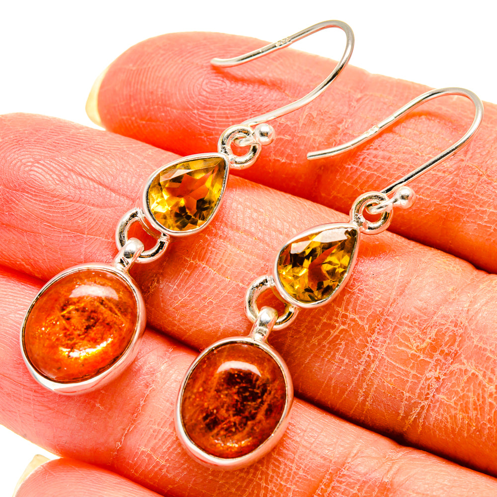 Sunstone Earrings handcrafted by Ana Silver Co - EARR416566