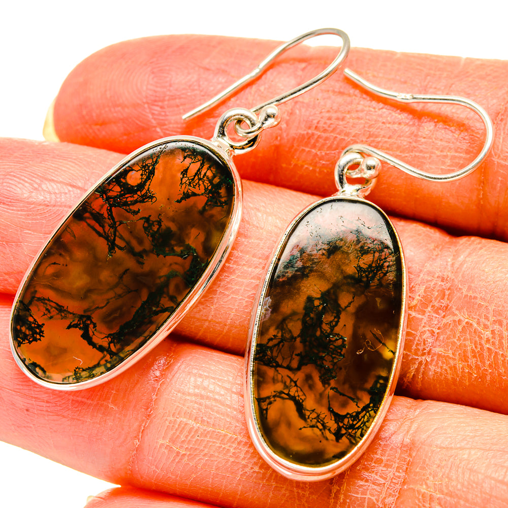 Green Moss Agate Earrings handcrafted by Ana Silver Co - EARR416570