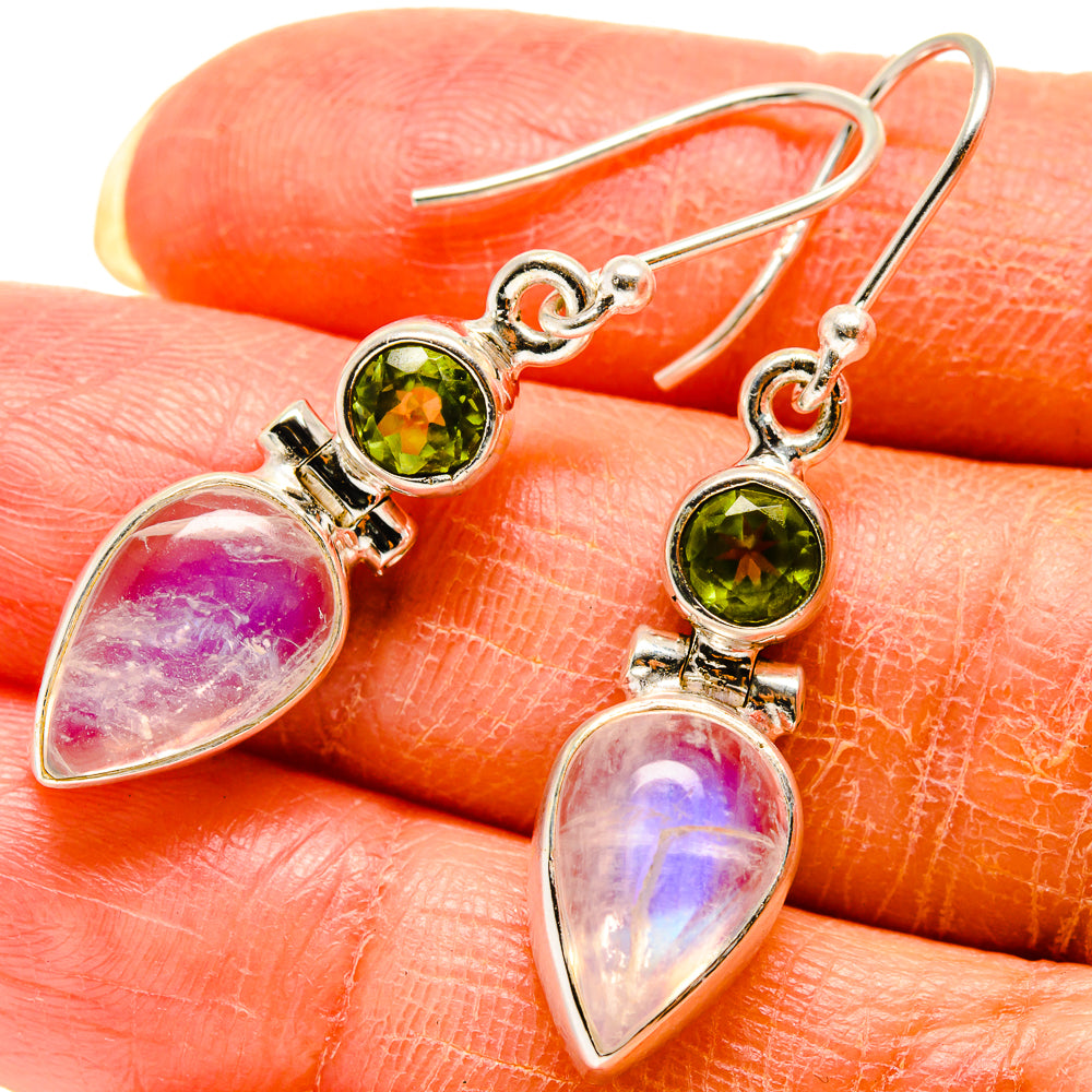 Rainbow Moonstone Earrings handcrafted by Ana Silver Co - EARR416572