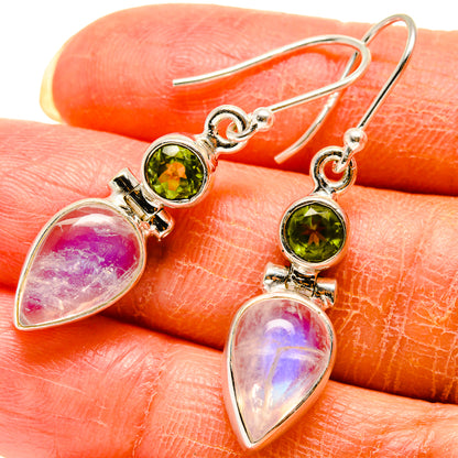 Rainbow Moonstone Earrings handcrafted by Ana Silver Co - EARR416572