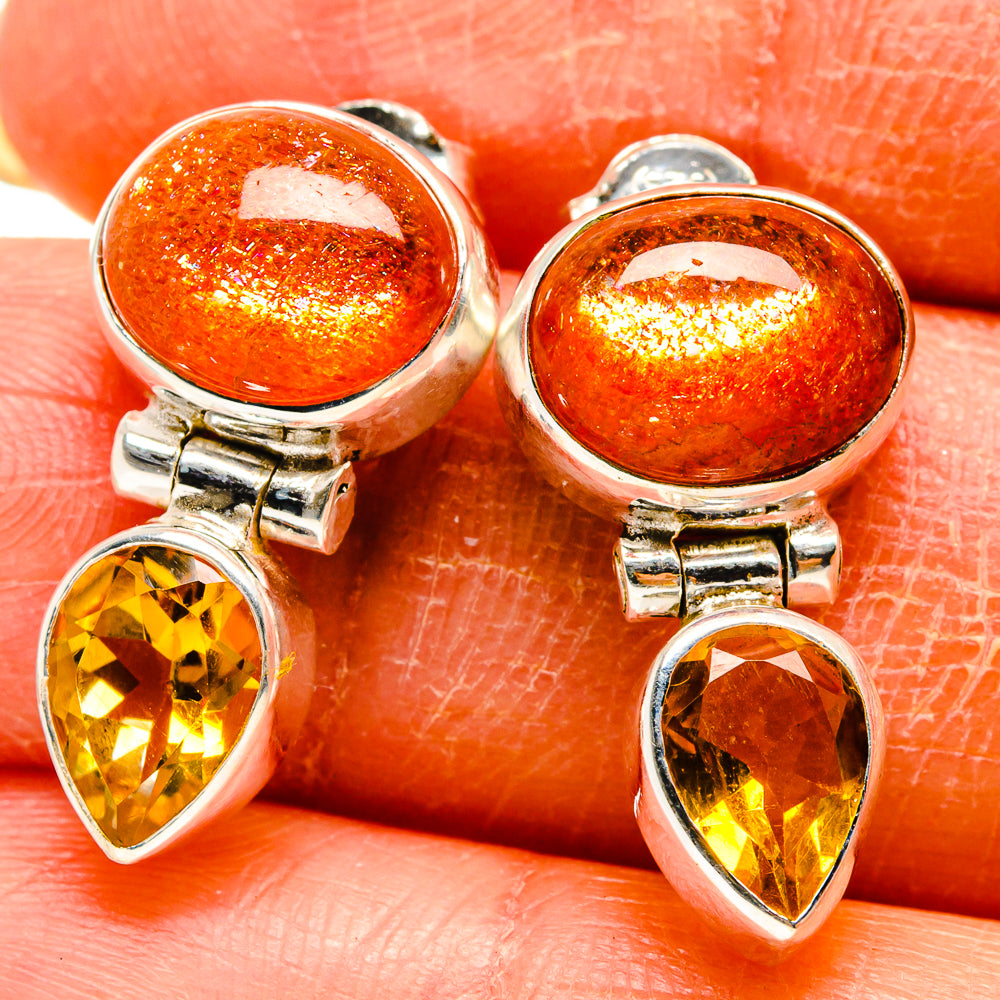 Sunstone Earrings handcrafted by Ana Silver Co - EARR416590