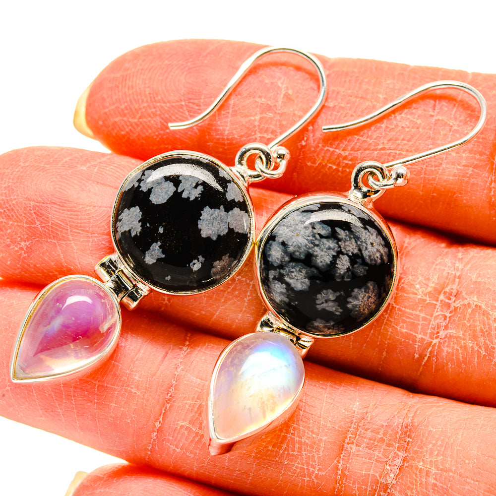 Snowflake Obsidian Earrings handcrafted by Ana Silver Co - EARR416604