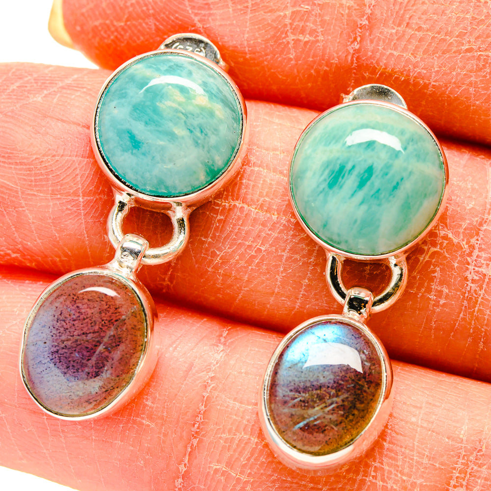 Peruvian Amazonite Earrings handcrafted by Ana Silver Co - EARR416607