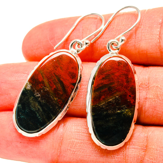 Bloodstone Earrings handcrafted by Ana Silver Co - EARR416610