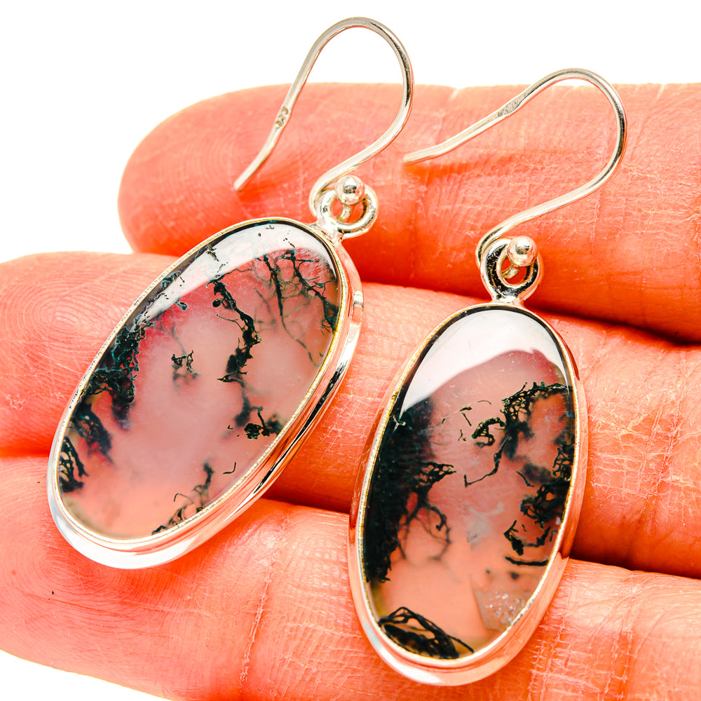 Green Moss Agate Earrings handcrafted by Ana Silver Co - EARR416614