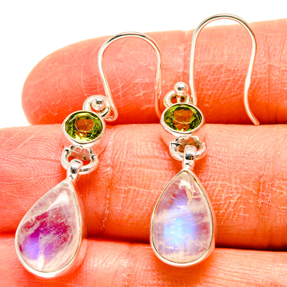 Rainbow Moonstone Earrings handcrafted by Ana Silver Co - EARR416622