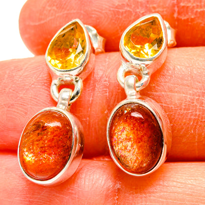 Sunstone Earrings handcrafted by Ana Silver Co - EARR416624