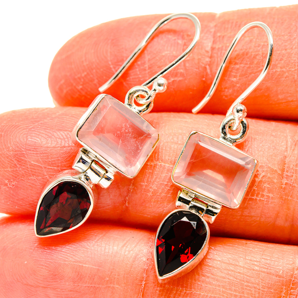 Rose Quartz Earrings handcrafted by Ana Silver Co - EARR416626