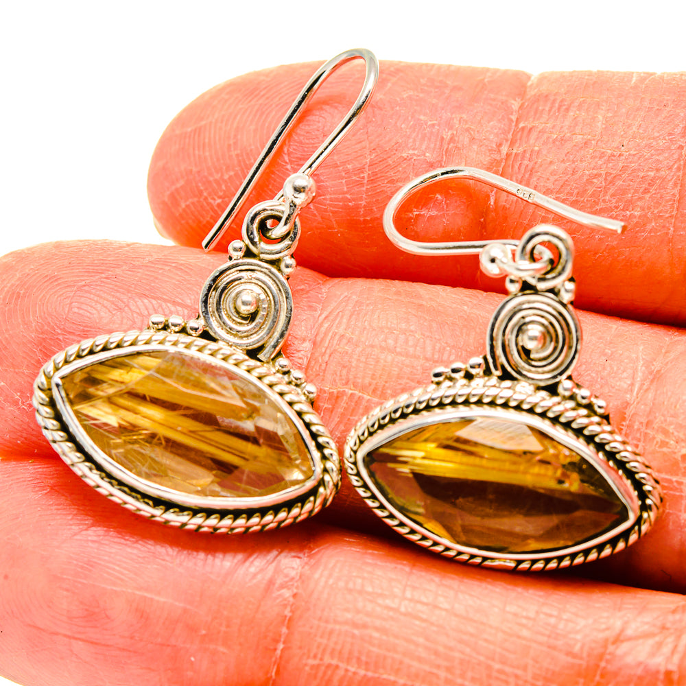 Rutilated Quartz Earrings handcrafted by Ana Silver Co - EARR416640
