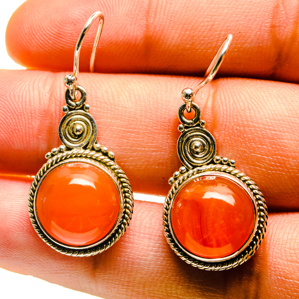 Orange Botswana Agate Earrings handcrafted by Ana Silver Co - EARR416664