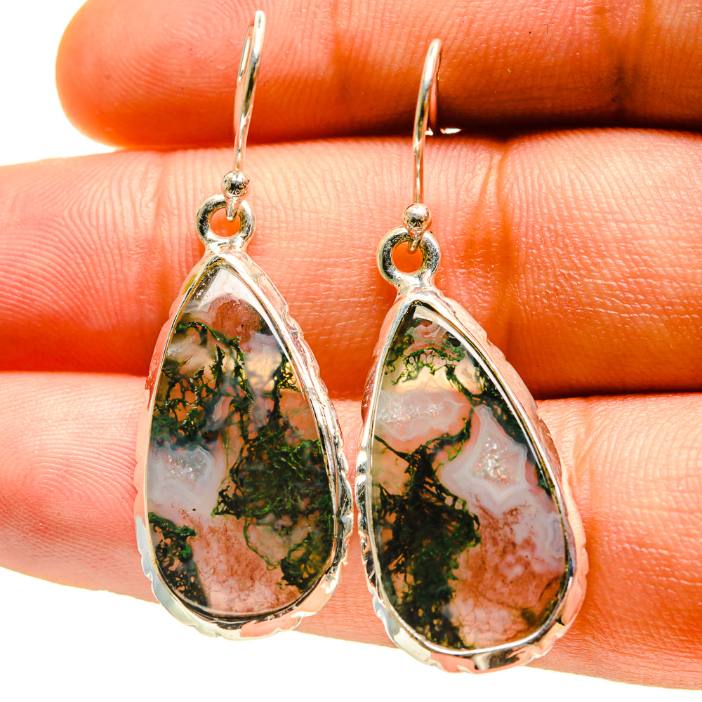 Green Moss Agate Earrings handcrafted by Ana Silver Co - EARR416666