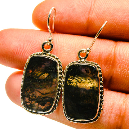 Green Moss Agate Earrings handcrafted by Ana Silver Co - EARR416693