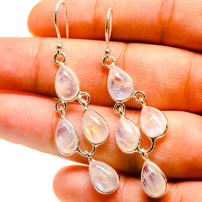 Rainbow Moonstone Earrings handcrafted by Ana Silver Co - EARR416694