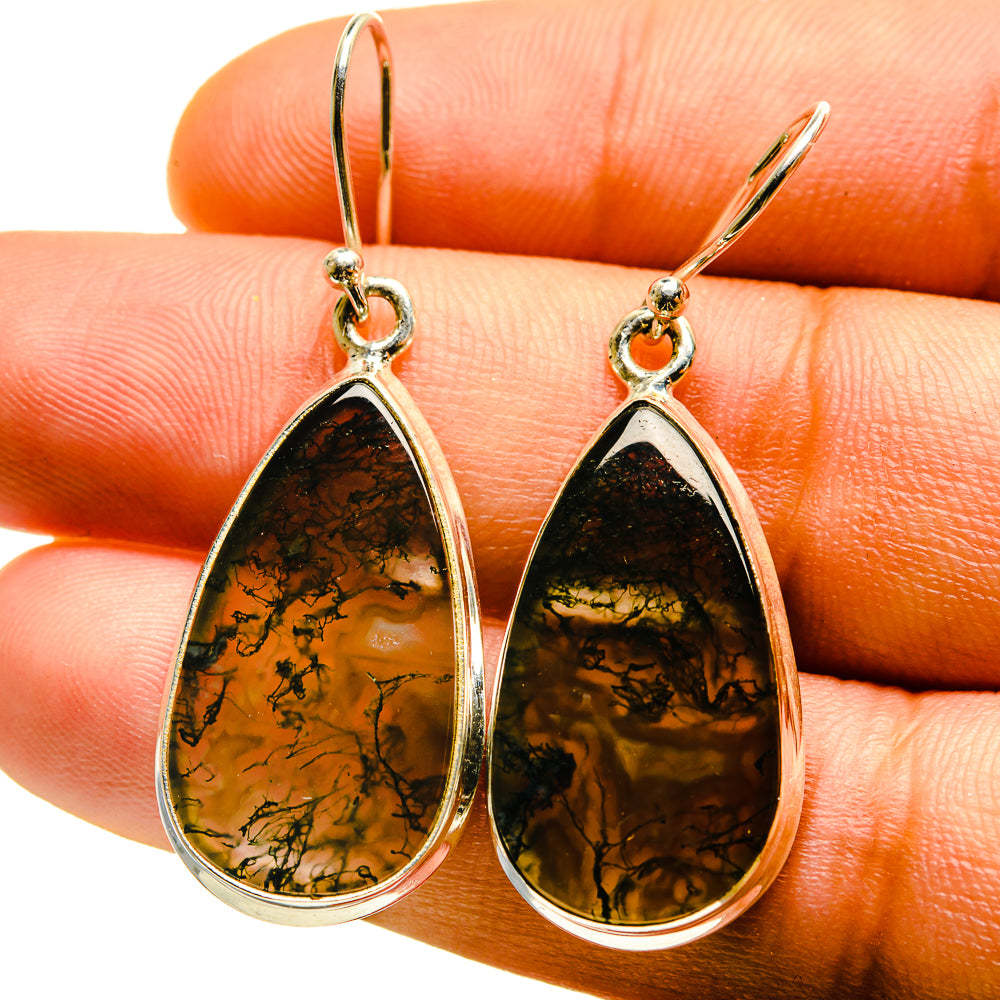 Green Moss Agate Earrings handcrafted by Ana Silver Co - EARR416698