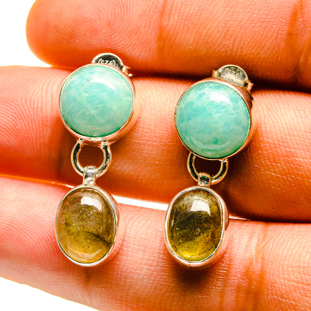 Peruvian Amazonite Earrings handcrafted by Ana Silver Co - EARR416699
