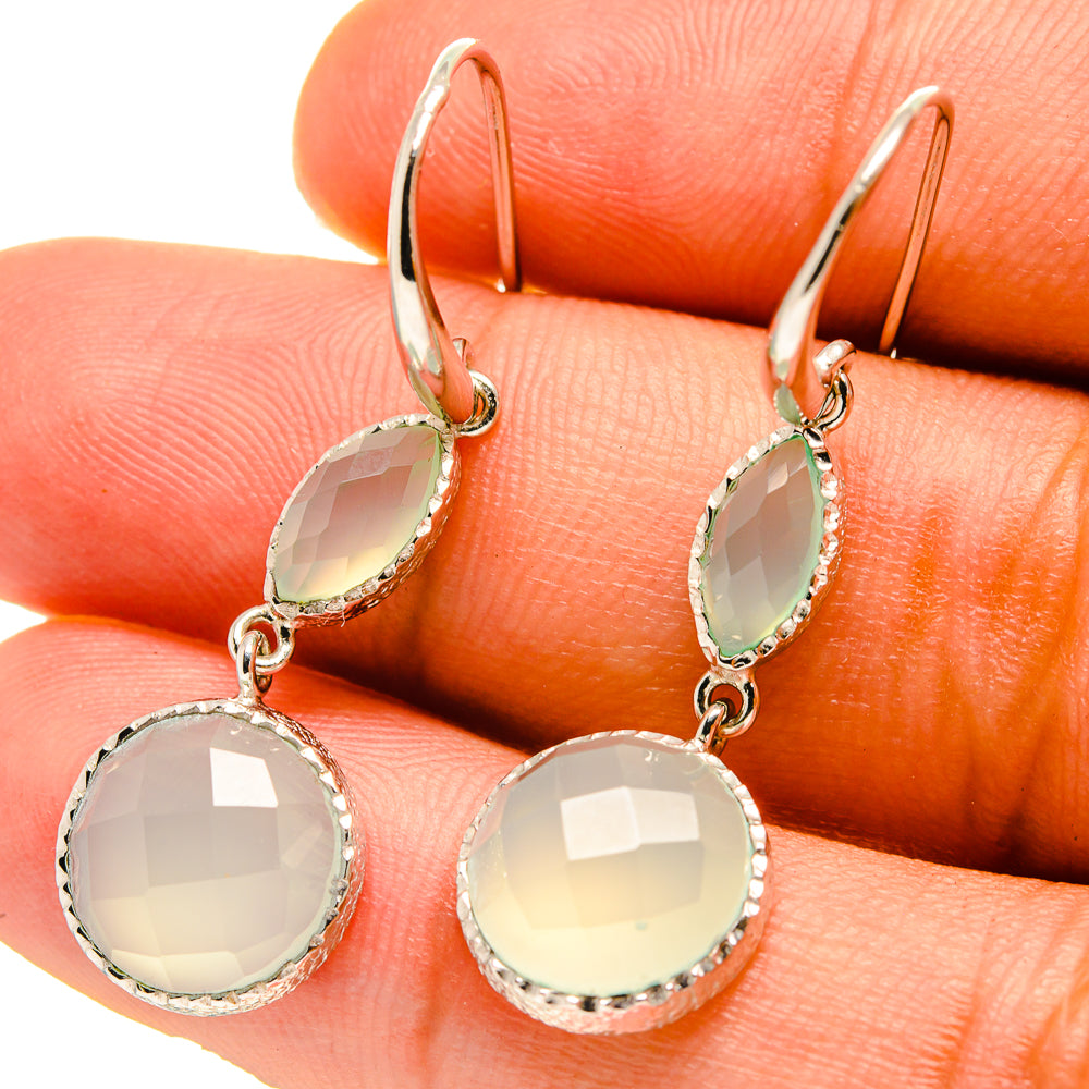 Aqua Chalcedony Earrings handcrafted by Ana Silver Co - EARR416716
