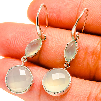 Aqua Chalcedony Earrings handcrafted by Ana Silver Co - EARR416716