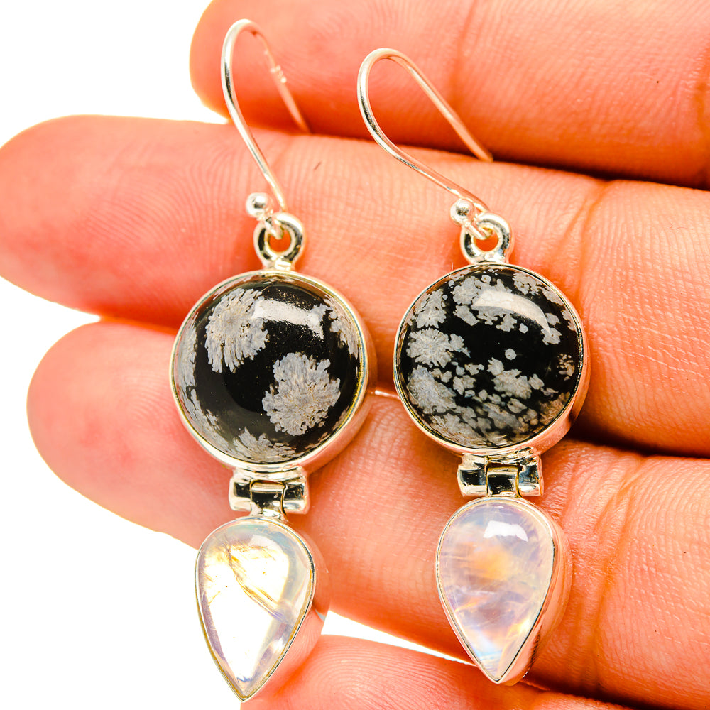 Snowflake Obsidian Earrings handcrafted by Ana Silver Co - EARR416718