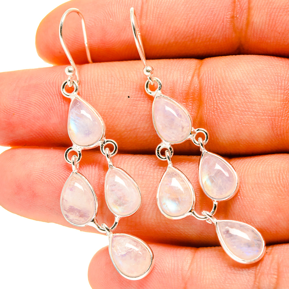 Rainbow Moonstone Earrings handcrafted by Ana Silver Co - EARR416735