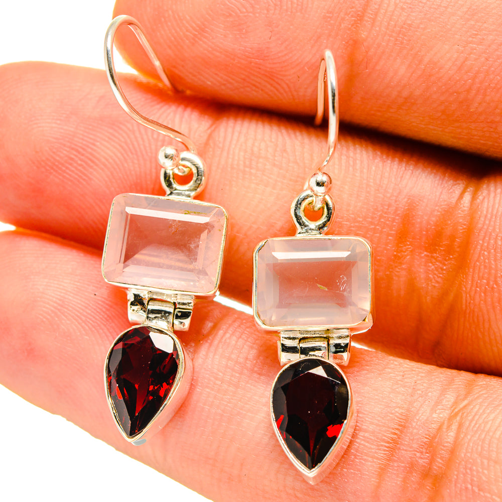 Rose Quartz Earrings handcrafted by Ana Silver Co - EARR416748