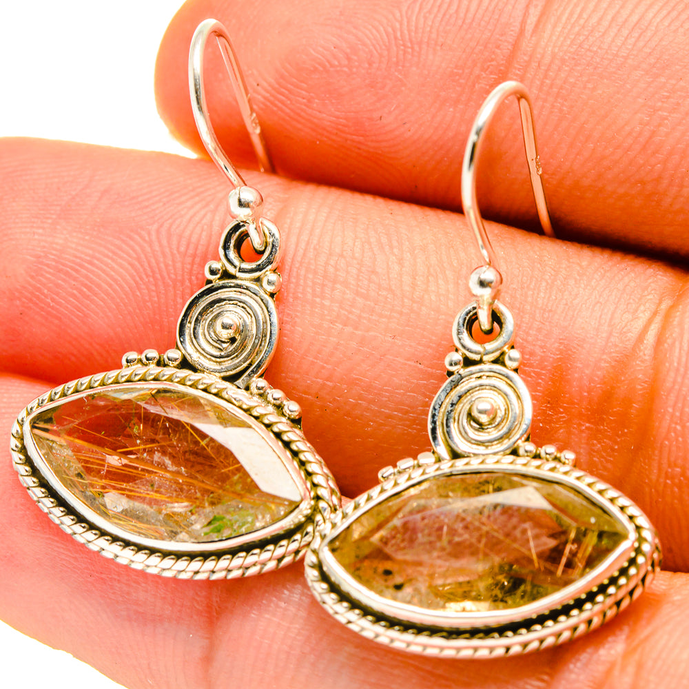 Rutilated Quartz Earrings handcrafted by Ana Silver Co - EARR416751