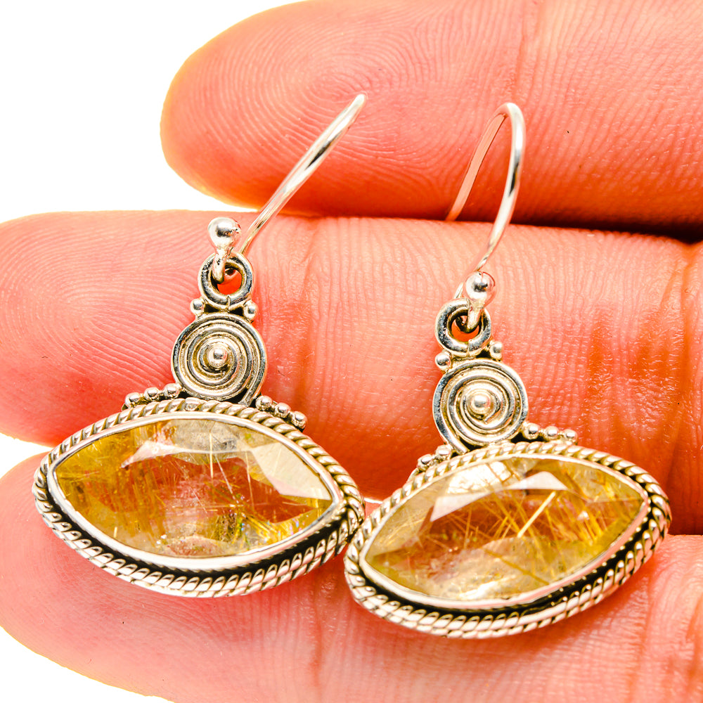 Rutilated Quartz Earrings handcrafted by Ana Silver Co - EARR416760
