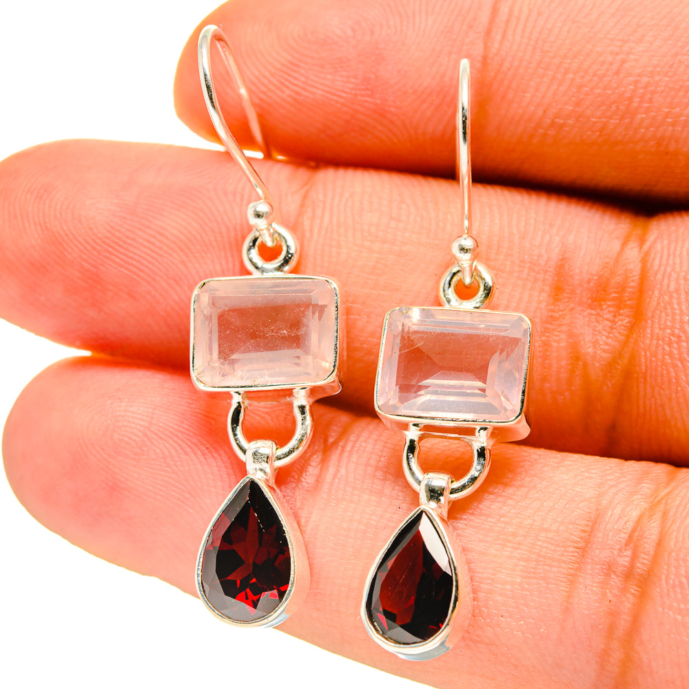 Rose Quartz Earrings handcrafted by Ana Silver Co - EARR416797