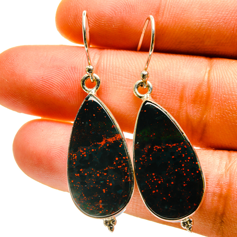 Bloodstone Earrings handcrafted by Ana Silver Co - EARR416819
